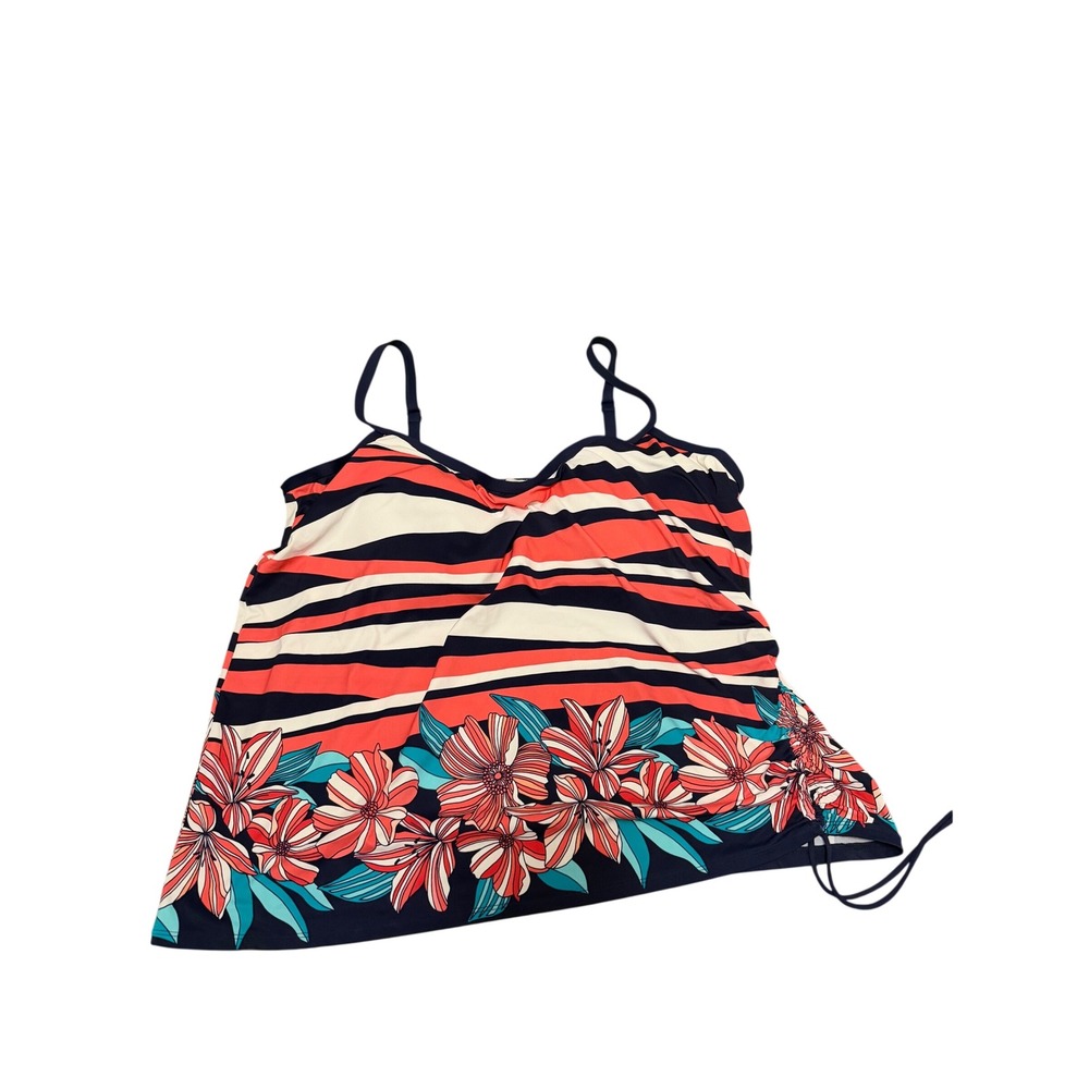 971.Beach House Women's Pink Black & Orange Striped Swimsuit Top Swimwear SZ 22W
